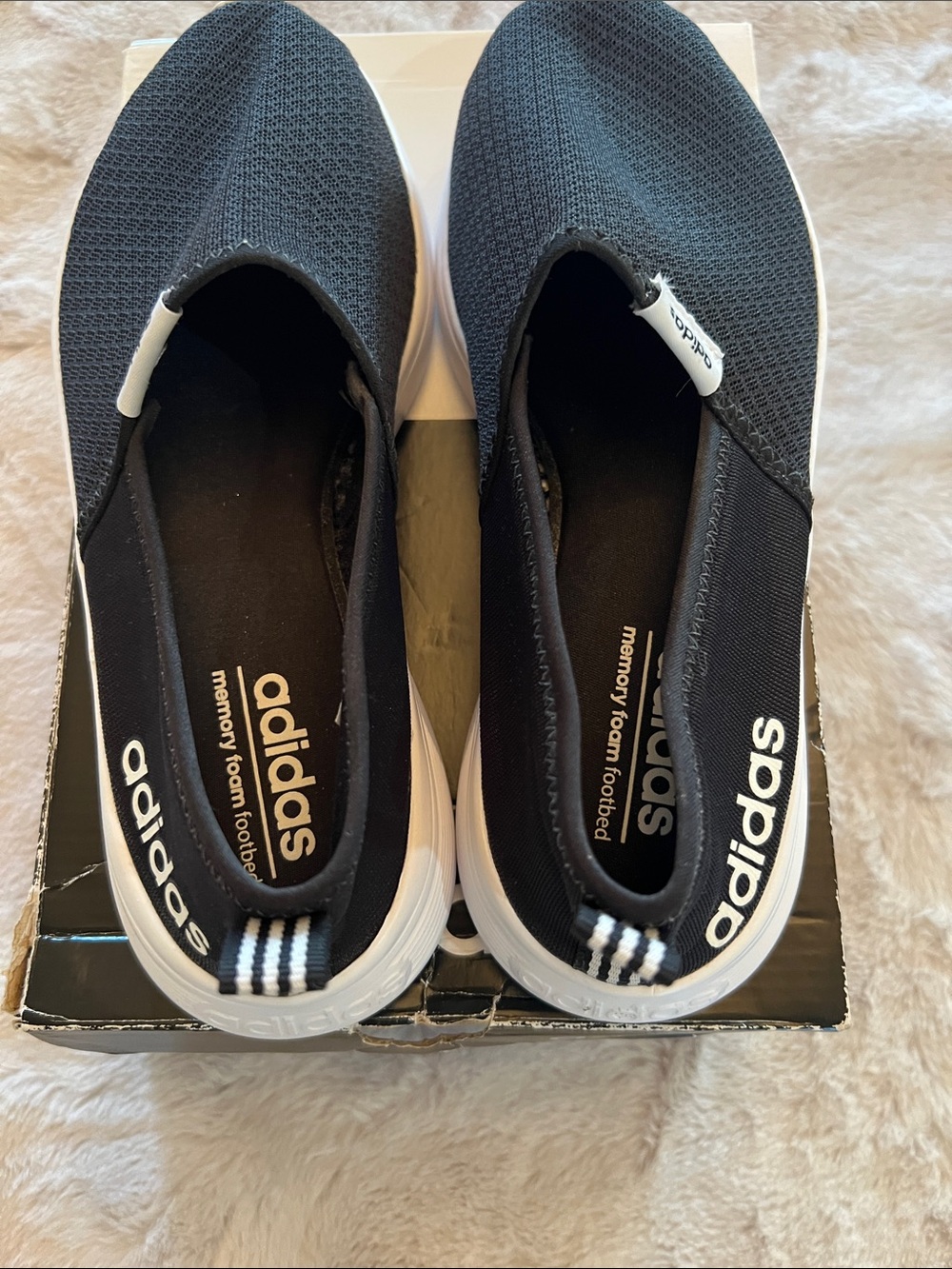adidas Black and White Slip-On Memory Foam Casual Shoes